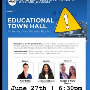 Town Halls featuring known right-wing extremists at the national level are promoted on Glendale extremists' social media (Wise Nuts).